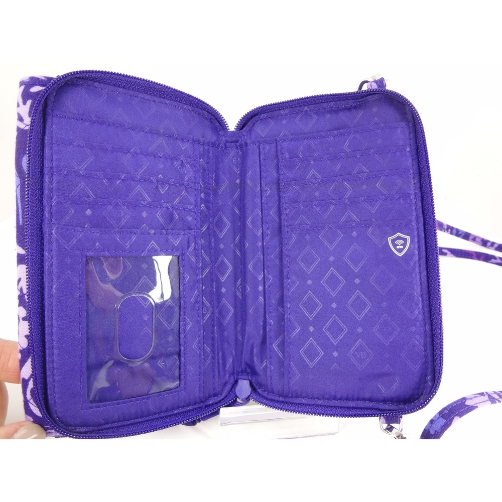 Vera Bradley Paisley Amethyst RFID All In One Crossbody Wallet/Wristlet - Picture 8 of 9